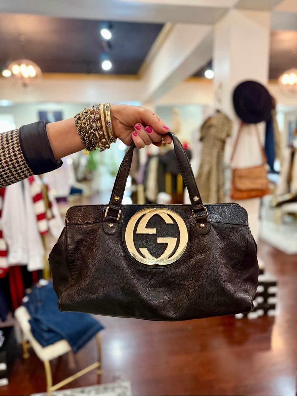 Gucci Blondie Satchel Leather with Interlocking GG